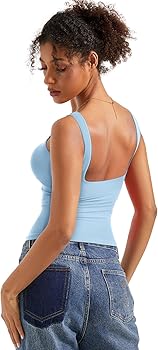 Amazon.com: SUUKSESS Women Built in Bra Open Back Boat Neck Tank